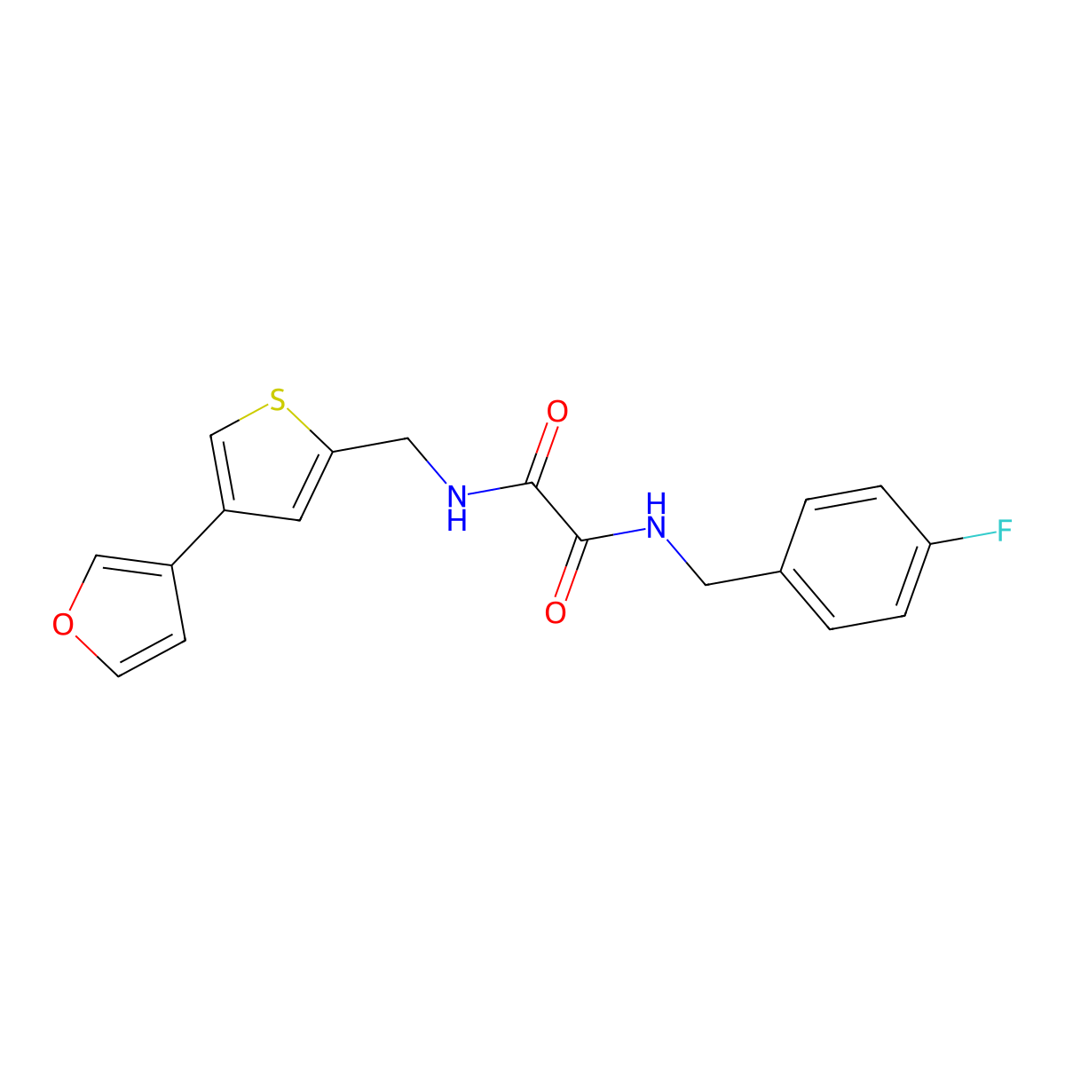 N'-[(4-fluorophenyl)methyl]-N-{[4-(furan-3-yl)thiophen-2-yl]methyl}ethanediamide molecular structure, CAS 2380063-76-1
