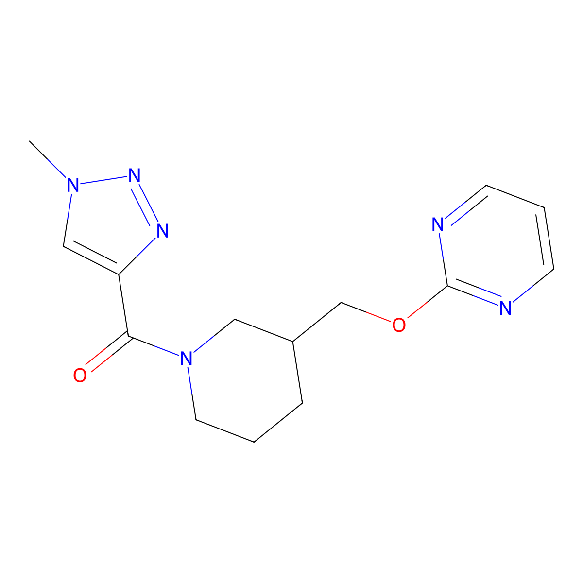 2-{[1-(1-methyl-1H-1,2,3-triazole-4-carbonyl)piperidin-3-yl]methoxy}pyrimidine molecular structure, CAS 2380063-89-6