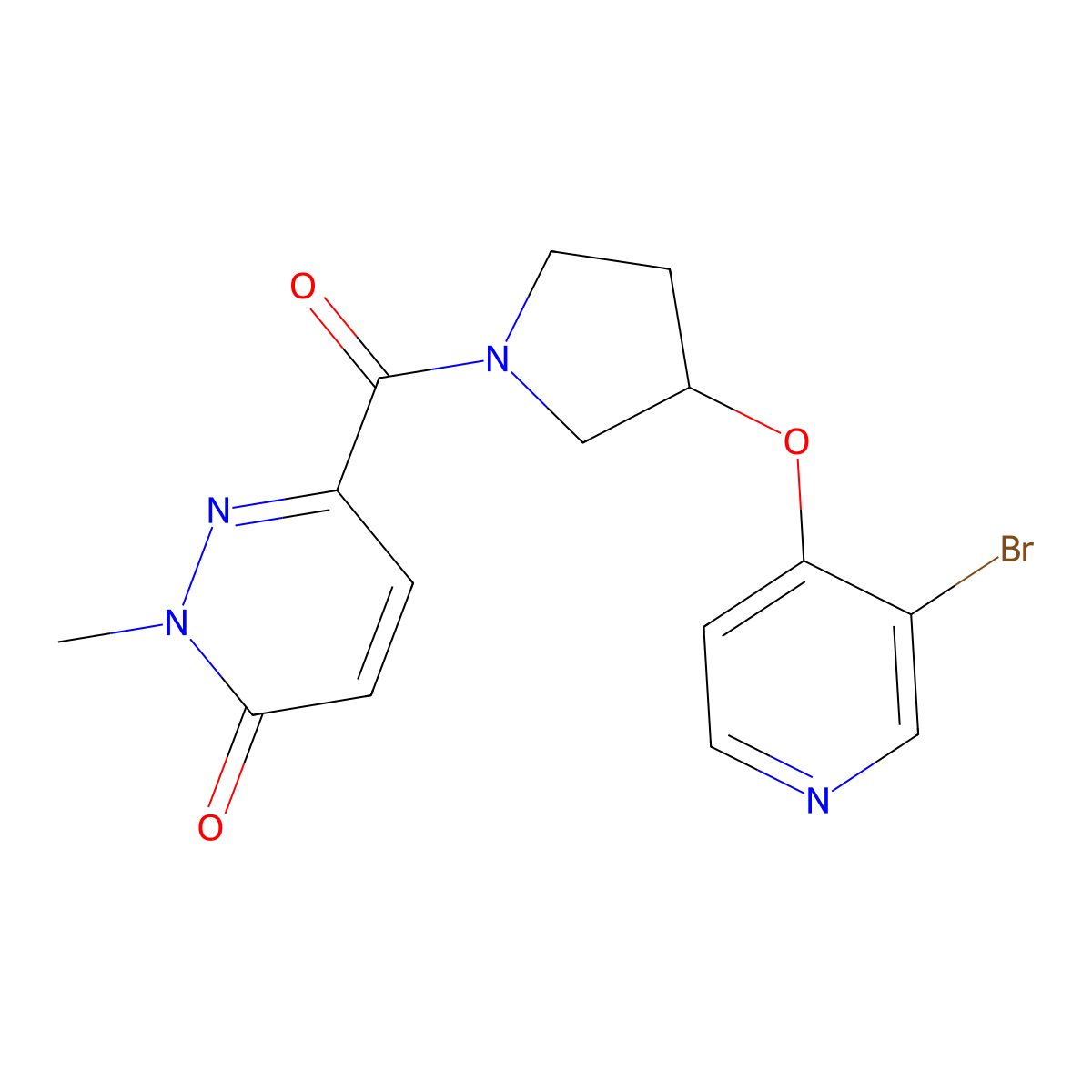 6-{3-[(3-Bromopyridin-4-yl)oxy]pyrrolidine-1-carbonyl}-2-methyl-2,3-dihydropyridazin-3-one molecular structure, CAS 2380063-97-6