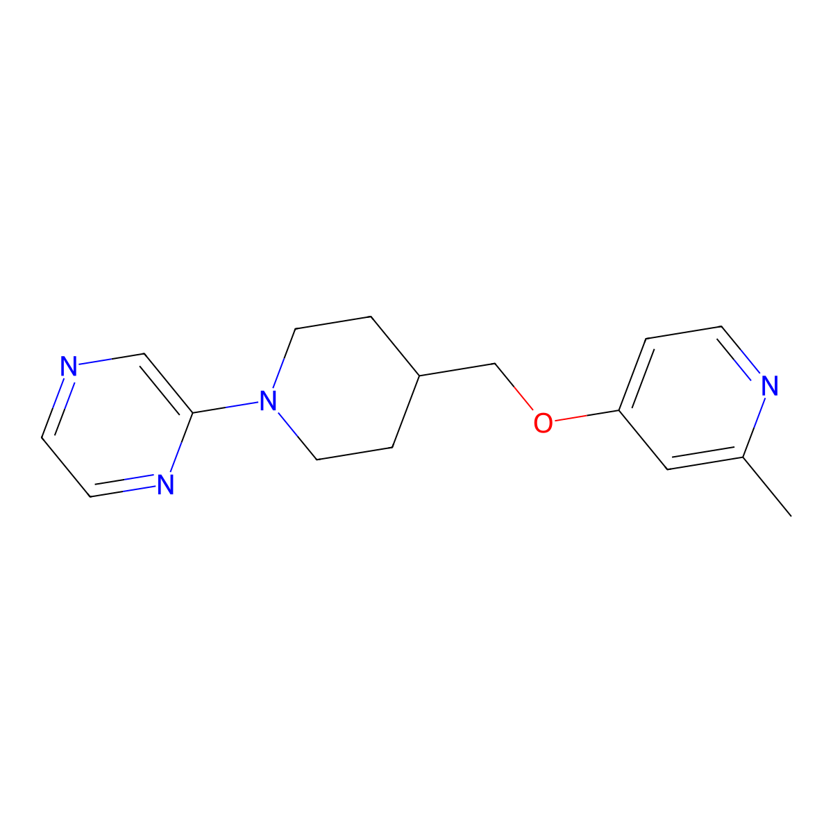 2-(4-{[(2-Methylpyridin-4-yl)oxy]methyl}piperidin-1-yl)pyrazine molecular structure, CAS 2380064-00-4