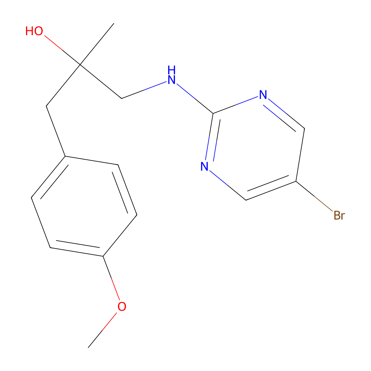 1-[(5-Bromopyrimidin-2-yl)amino]-3-(4-methoxyphenyl)-2-methylpropan-2-ol molecular structure, CAS 2380064-06-0