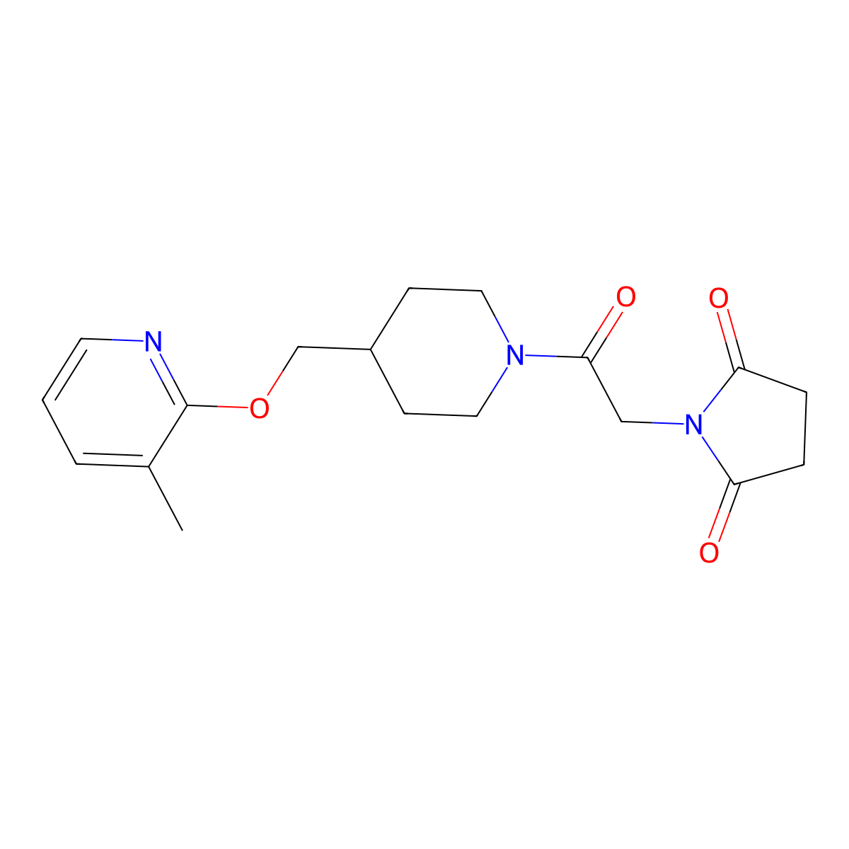 1-[2-(4-{[(3-Methylpyridin-2-yl)oxy]methyl}piperidin-1-yl)-2-oxoethyl]pyrrolidine-2,5-dione molecular structure, CAS 2380064-14-0