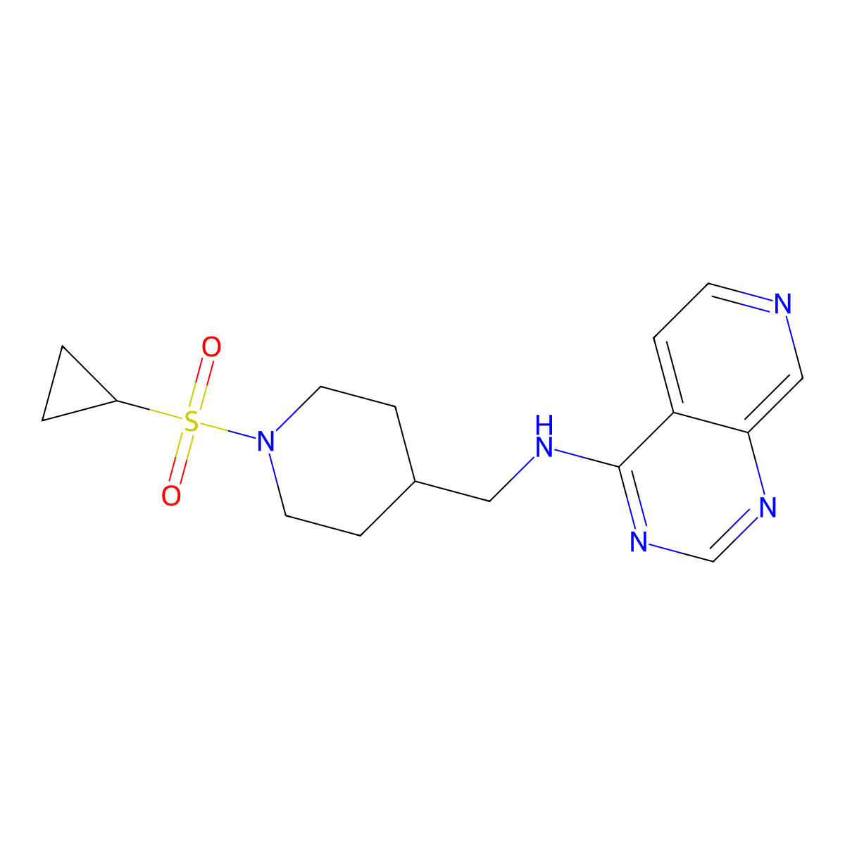 N-{[1-(cyclopropanesulfonyl)piperidin-4-yl]methyl}pyrido[3,4-d]pyrimidin-4-amine molecular structure, CAS 2380064-18-4