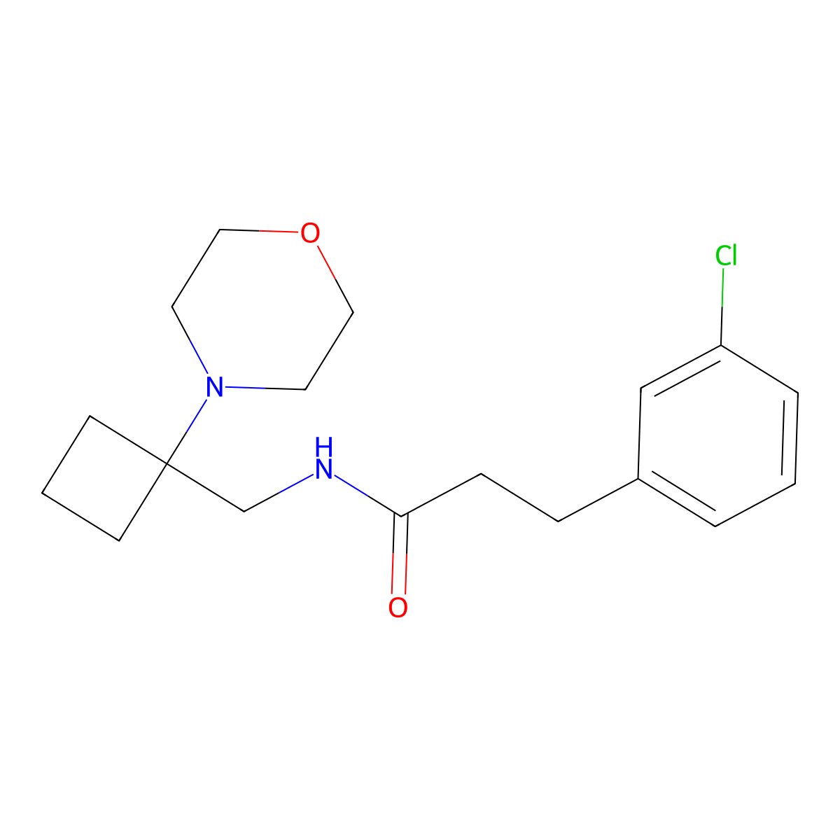 3-(3-chlorophenyl)-N-{[1-(morpholin-4-yl)cyclobutyl]methyl}propanamide molecular structure, CAS 2380064-20-8