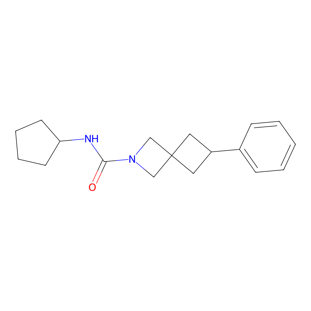 N-Cyclopentyl-6-phenyl-2-azaspiro[3.3]heptane-2-carboxamide molecular structure, CAS 2380064-31-1