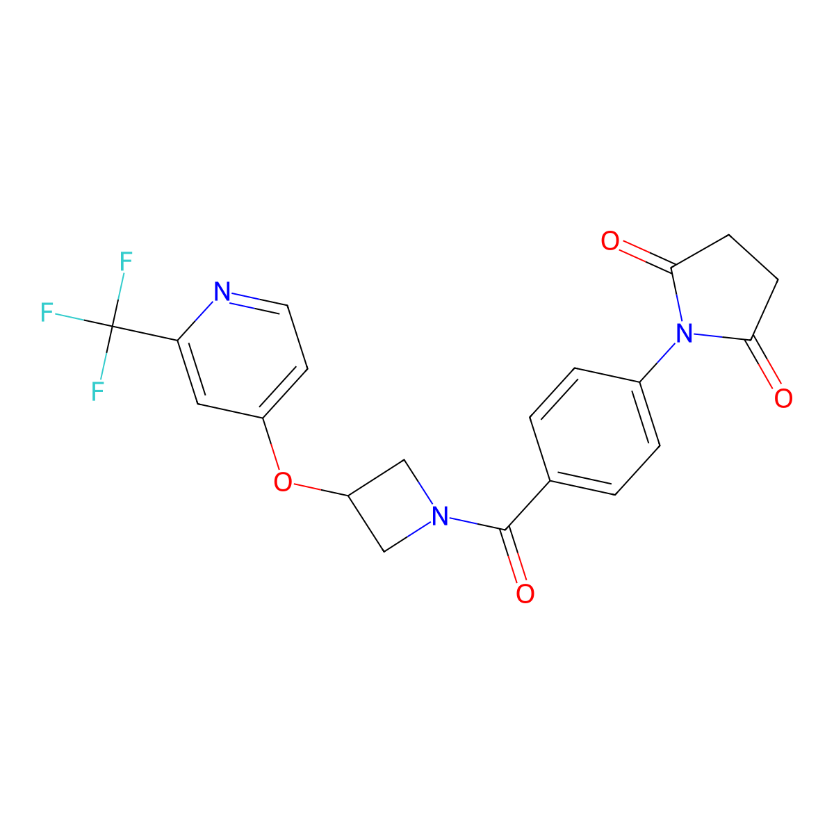 1-[4-(3-{[2-(Trifluoromethyl)pyridin-4-yl]oxy}azetidine-1-carbonyl)phenyl]pyrrolidine-2,5-dione molecular structure, CAS 2380067-10-5