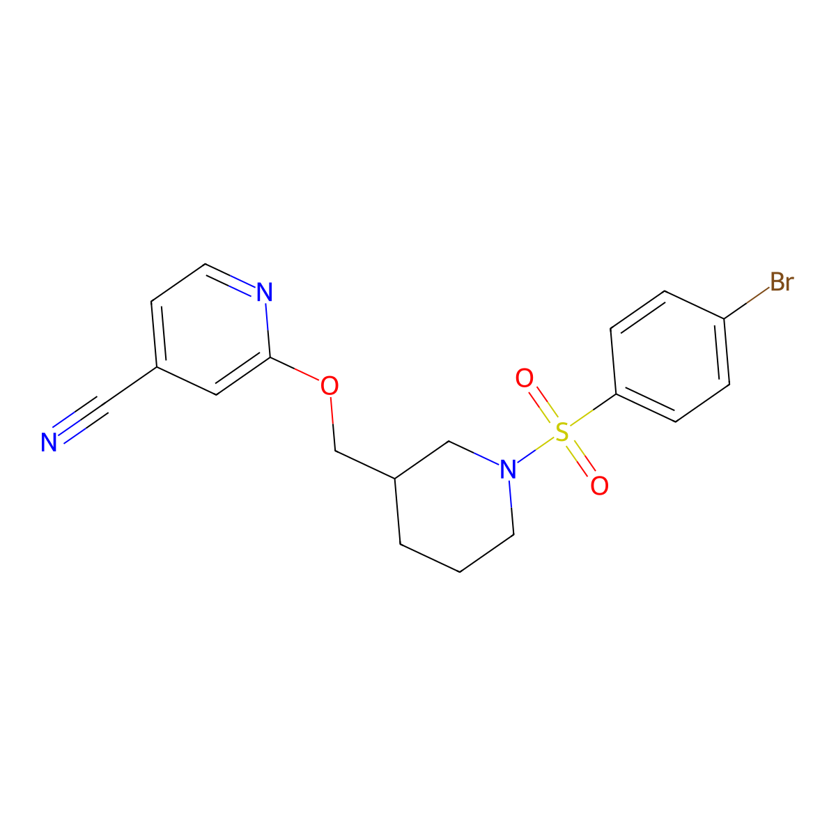 2-{[1-(4-Bromobenzenesulfonyl)piperidin-3-yl]methoxy}pyridine-4-carbonitrile molecular structure, CAS 2380067-11-6