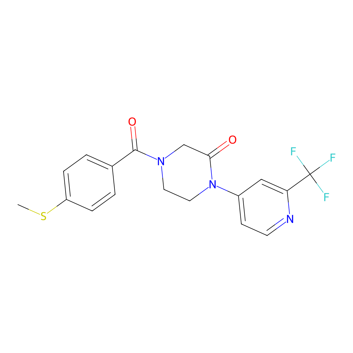 4-[4-(Methylsulfanyl)benzoyl]-1-[2-(trifluoromethyl)pyridin-4-yl]piperazin-2-one molecular structure, CAS 2380067-12-7