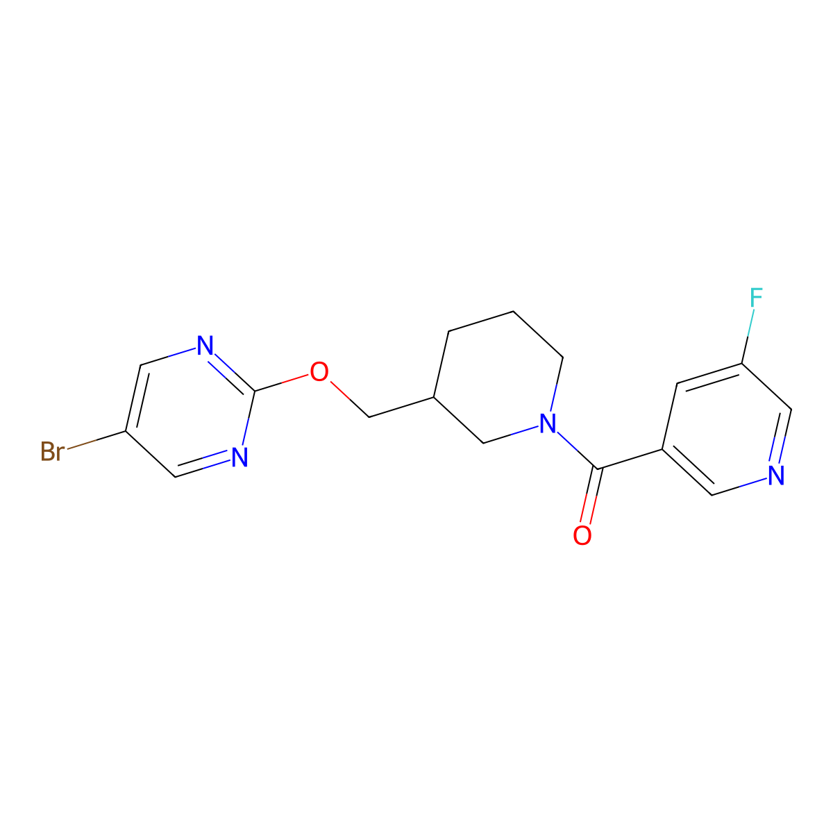 5-Bromo-2-{[1-(5-fluoropyridine-3-carbonyl)piperidin-3-yl]methoxy}pyrimidine molecular structure, CAS 2380067-21-8