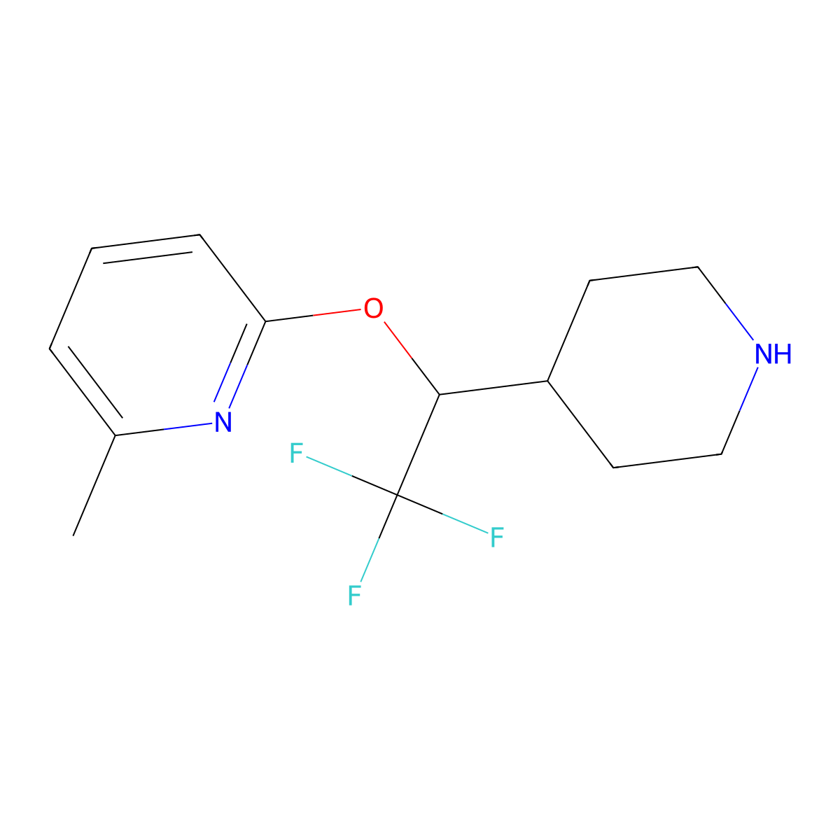 2-Methyl-6-(2,2,2-trifluoro-1-piperidin-4-ylethoxy)pyridine molecular structure, CAS 2380067-30-9