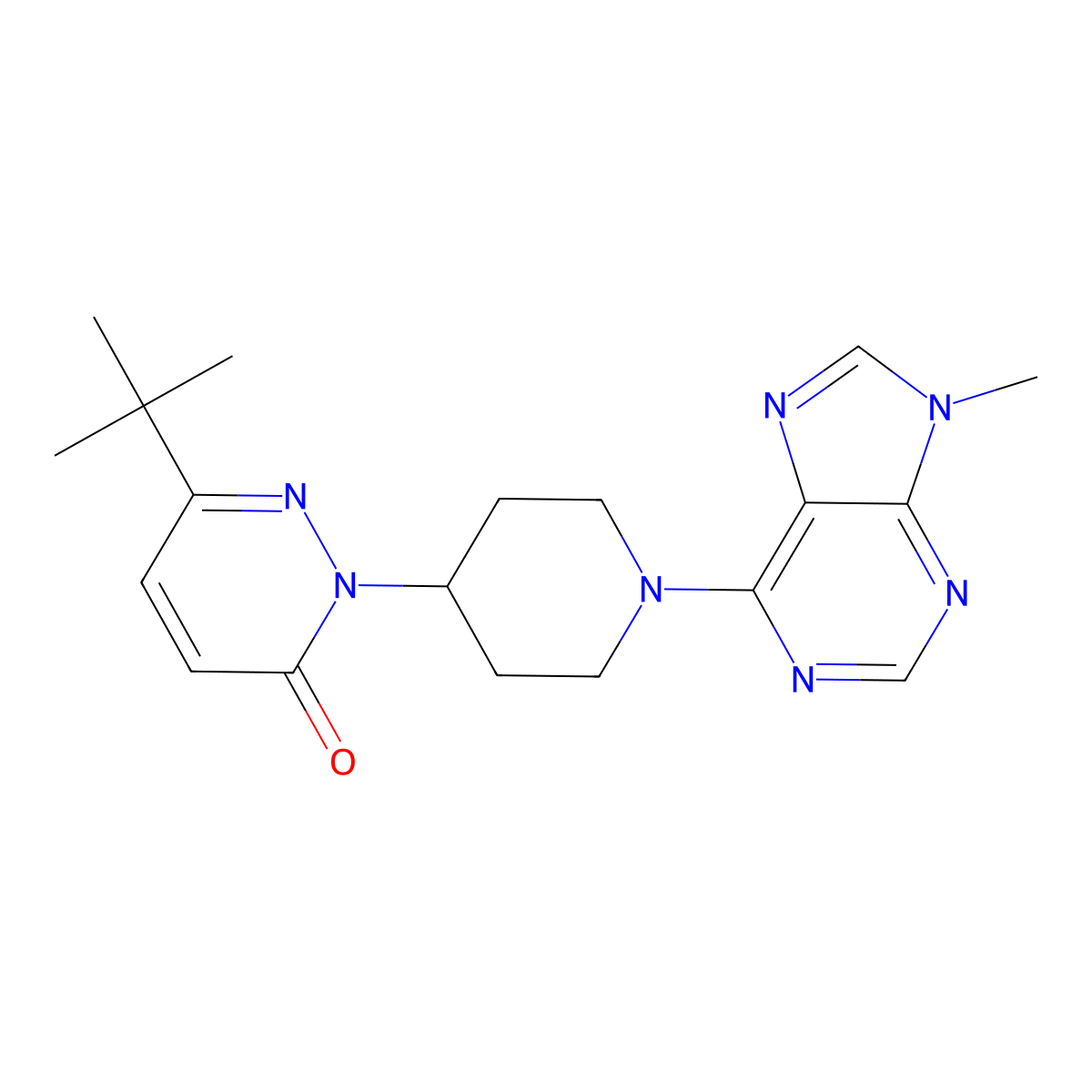 6-tert-butyl-2-[1-(9-methyl-9H-purin-6-yl)piperidin-4-yl]-2,3-dihydropyridazin-3-one molecular structure, CAS 2380067-32-1