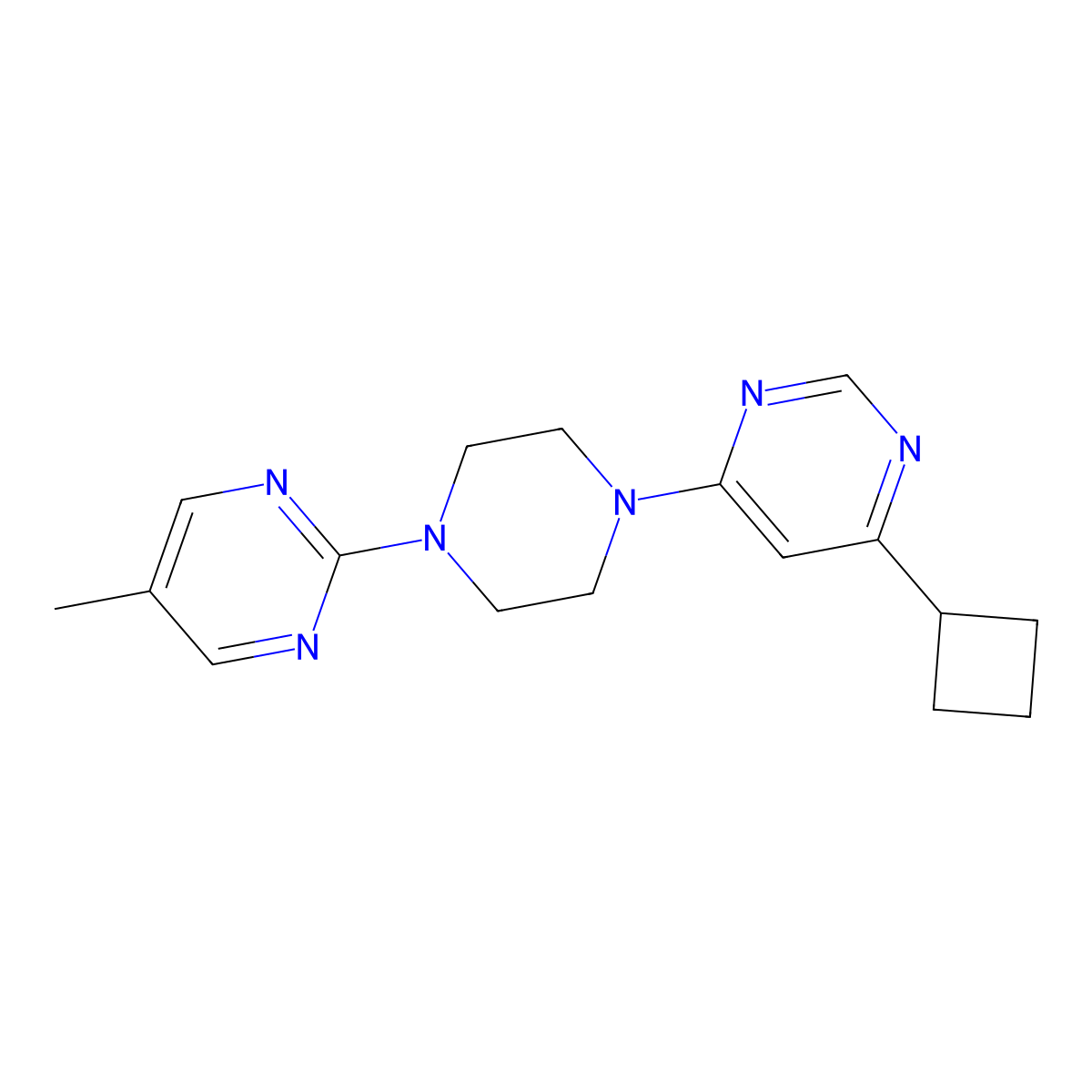 4-Cyclobutyl-6-[4-(5-methylpyrimidin-2-yl)piperazin-1-yl]pyrimidine molecular structure, CAS 2380067-35-4