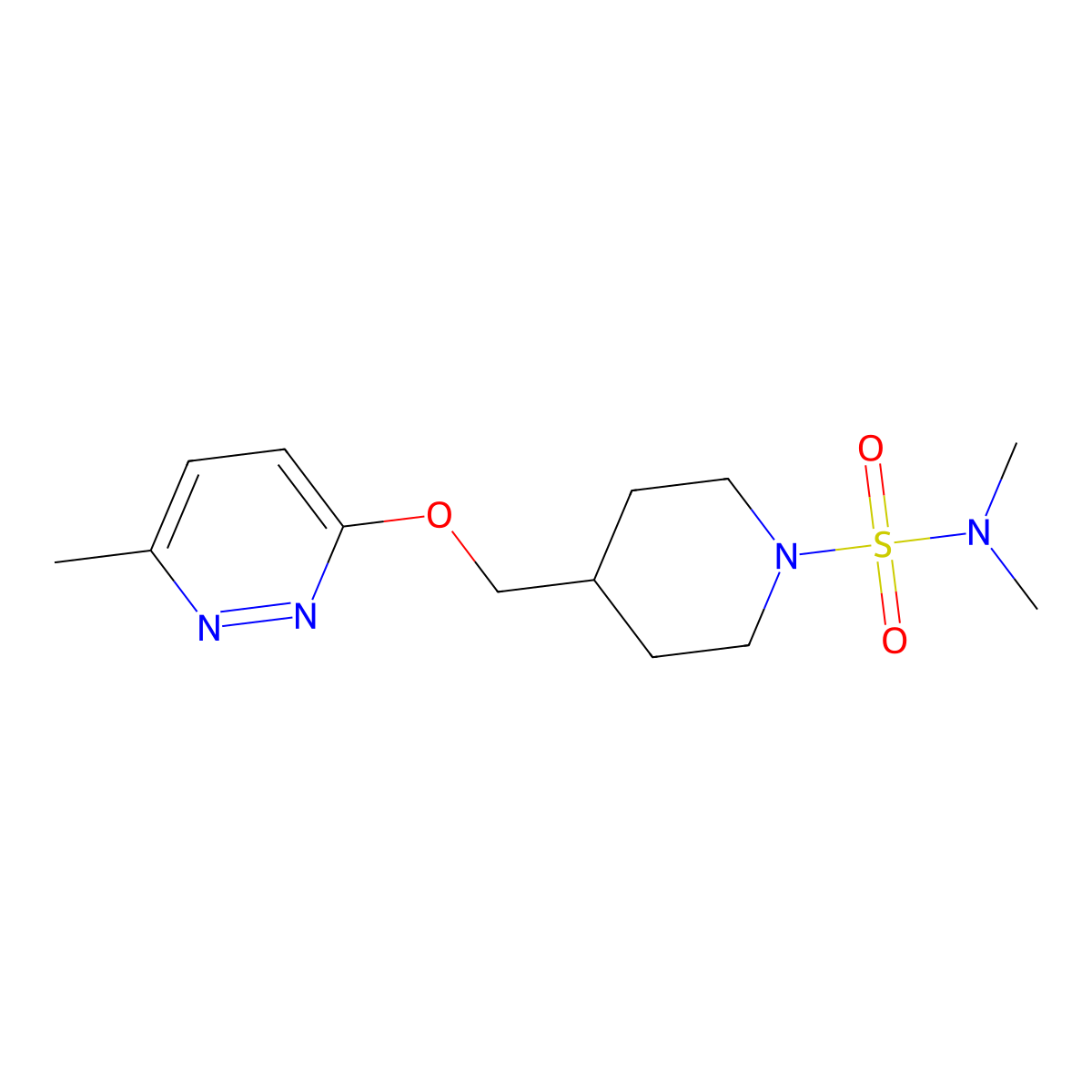 N,N-dimethyl-4-{[(6-methylpyridazin-3-yl)oxy]methyl}piperidine-1-sulfonamide molecular structure, CAS 2380067-36-5
