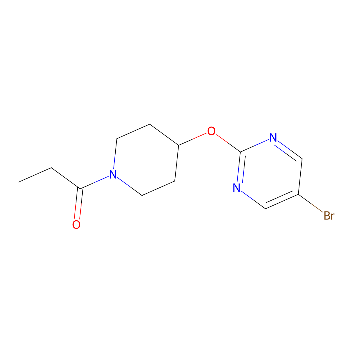 1-{4-[(5-Bromopyrimidin-2-yl)oxy]piperidin-1-yl}propan-1-one molecular structure, CAS 2380067-37-6