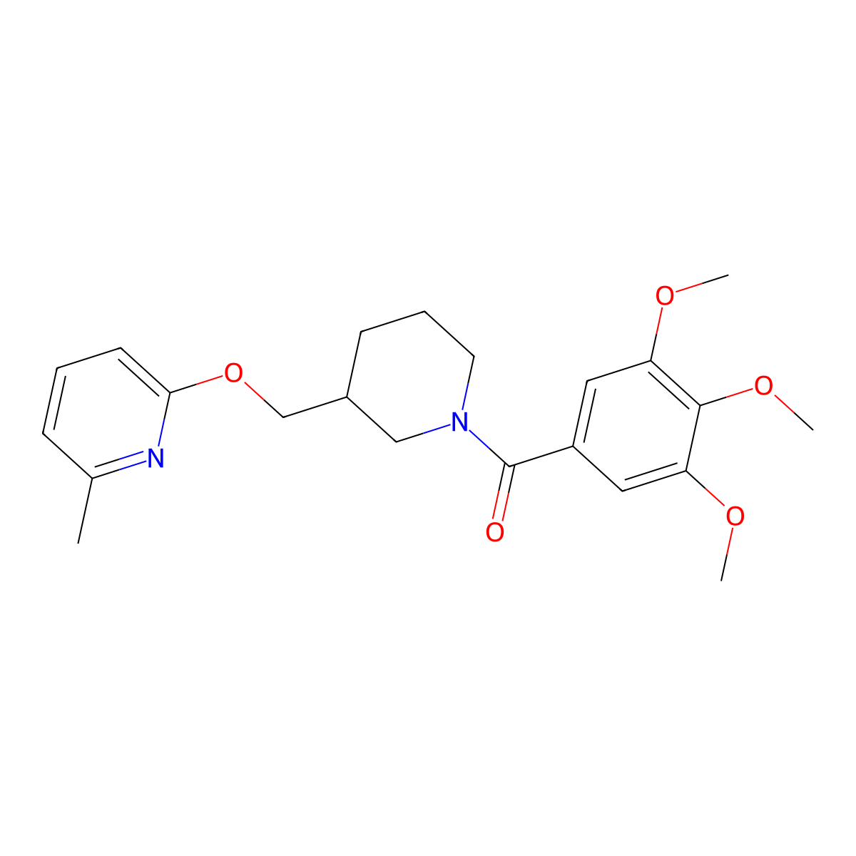 2-Methyl-6-{[1-(3,4,5-trimethoxybenzoyl)piperidin-3-yl]methoxy}pyridine molecular structure, CAS 2380067-38-7
