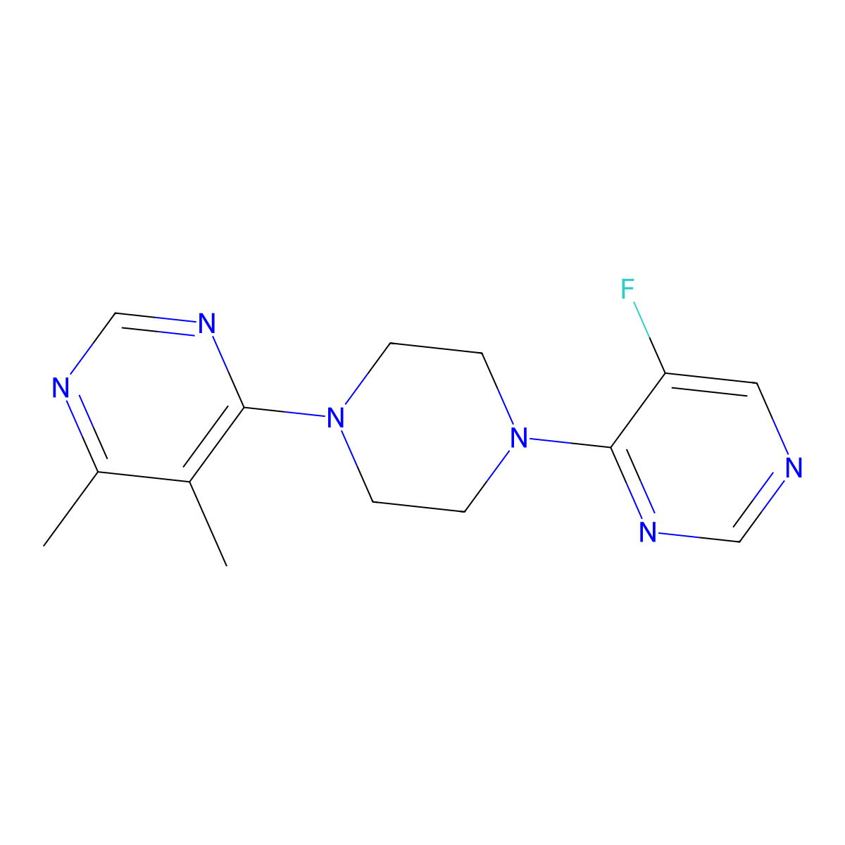 4-[4-(5-Fluoropyrimidin-4-yl)piperazin-1-yl]-5,6-dimethylpyrimidine molecular structure, CAS 2380067-40-1