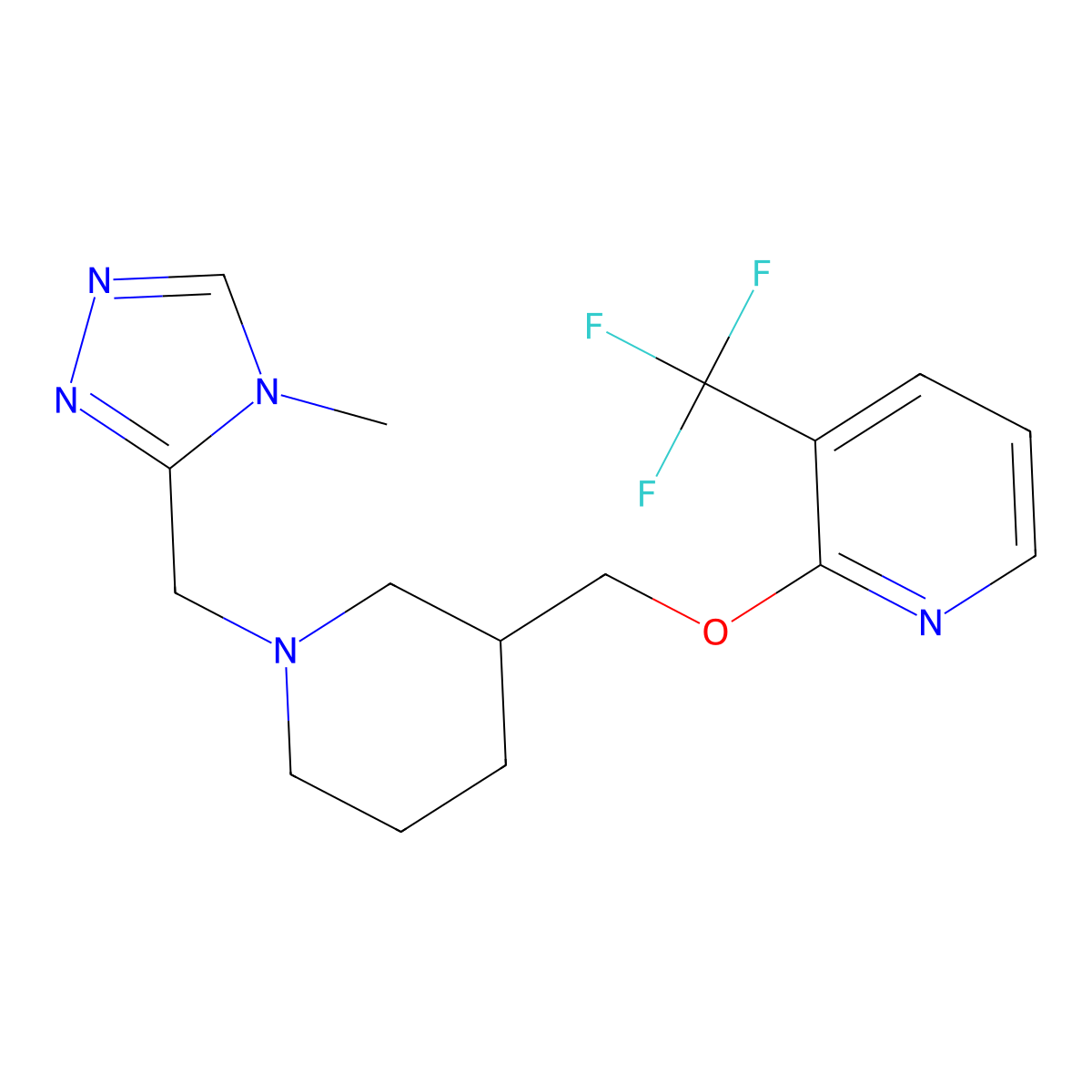2-({1-[(4-methyl-4H-1,2,4-triazol-3-yl)methyl]piperidin-3-yl}methoxy)-3-(trifluoromethyl)pyridine molecular structure, CAS 2380067-41-2