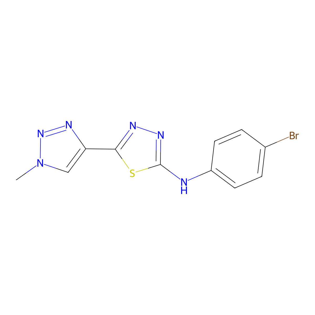 N-(4-bromophenyl)-5-(1-methyl-1H-1,2,3-triazol-4-yl)-1,3,4-thiadiazol-2-amine molecular structure, CAS 2380067-50-3