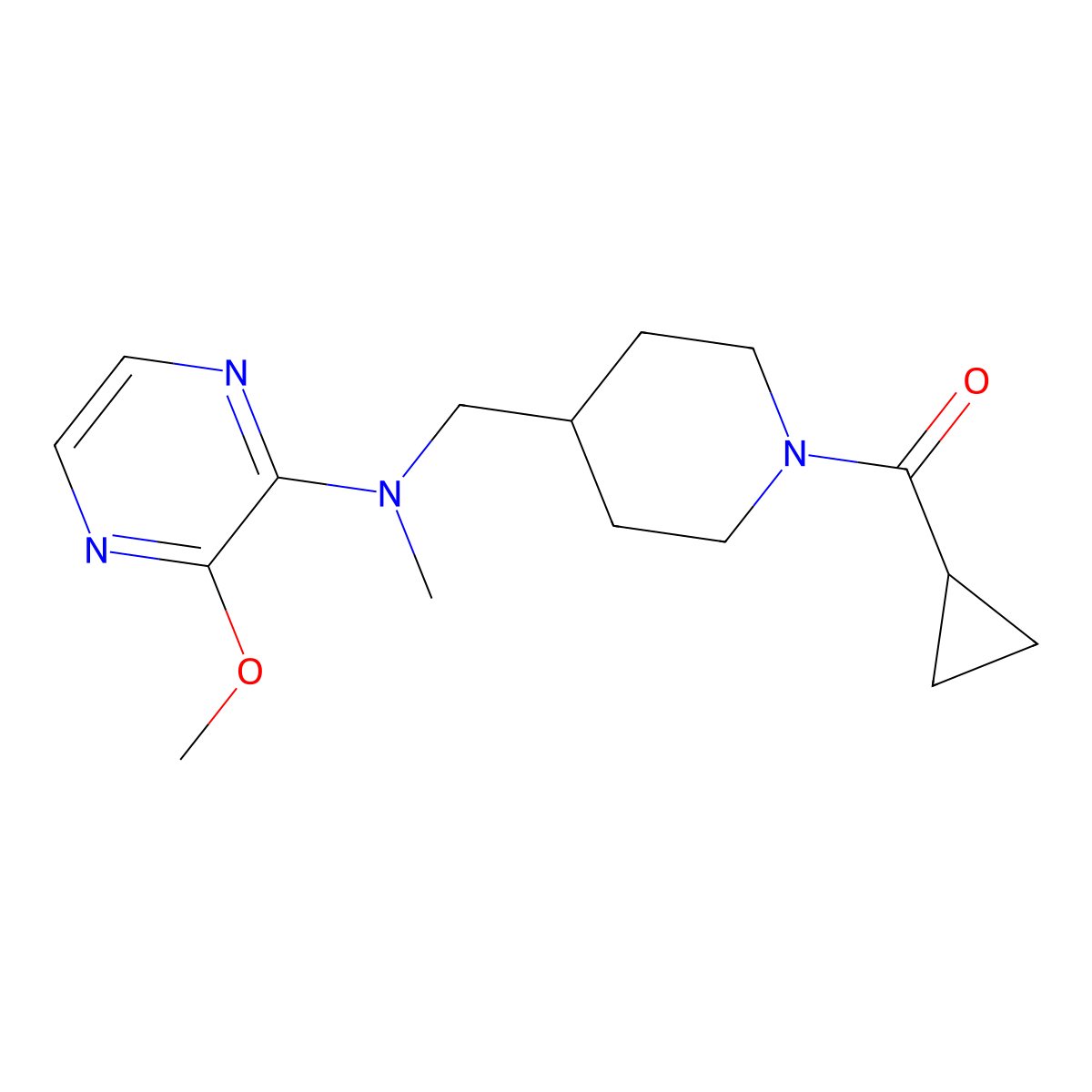 N-[(1-cyclopropanecarbonylpiperidin-4-yl)methyl]-3-methoxy-N-methylpyrazin-2-amine molecular structure, CAS 2380067-53-6