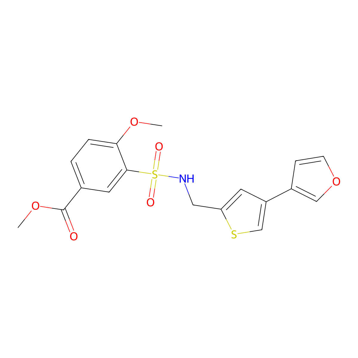 Methyl 3-({[4-(furan-3-yl)thiophen-2-yl]methyl}sulfamoyl)-4-methoxybenzoate molecular structure, CAS 2380067-55-8