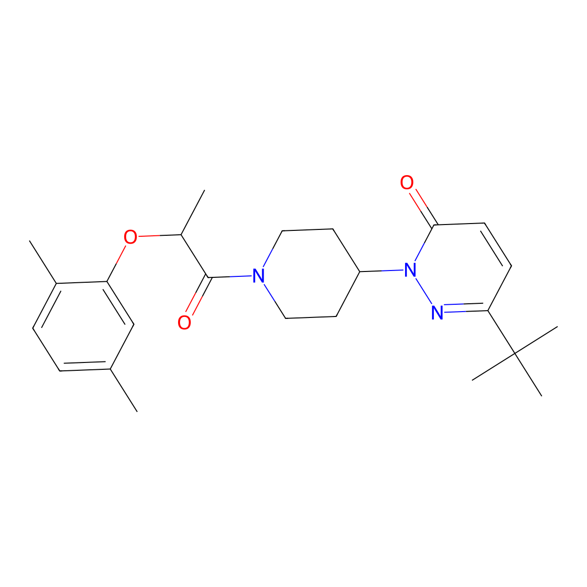 6-Tert-butyl-2-{1-[2-(2,5-dimethylphenoxy)propanoyl]piperidin-4-yl}-2,3-dihydropyridazin-3-one molecular structure, CAS 2380067-56-9