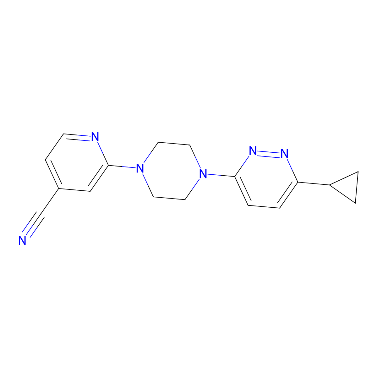 2-[4-(6-Cyclopropylpyridazin-3-yl)piperazin-1-yl]pyridine-4-carbonitrile molecular structure, CAS 2380067-58-1