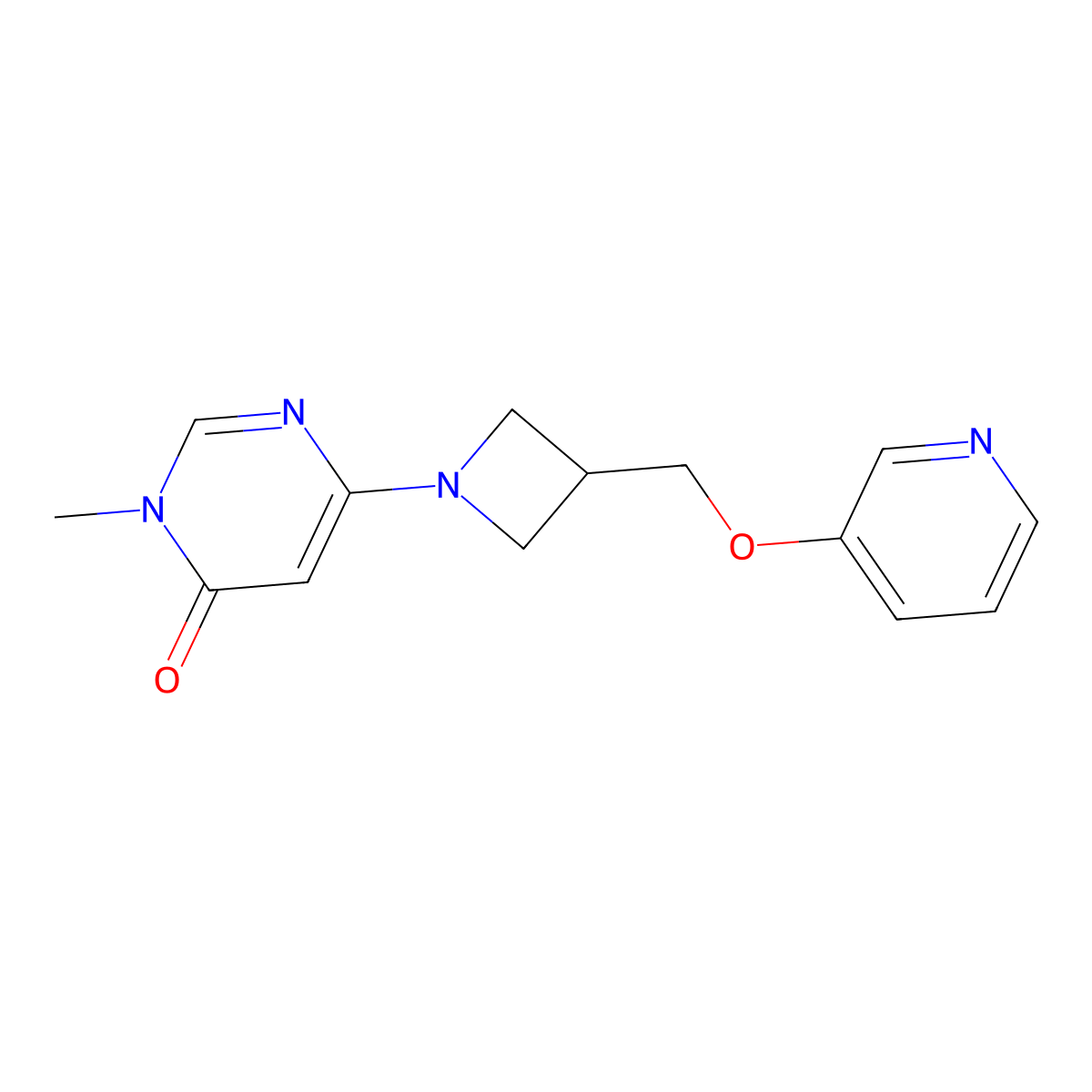 3-Methyl-6-{3-[(pyridin-3-yloxy)methyl]azetidin-1-yl}-3,4-dihydropyrimidin-4-one molecular structure, CAS 2380067-60-5