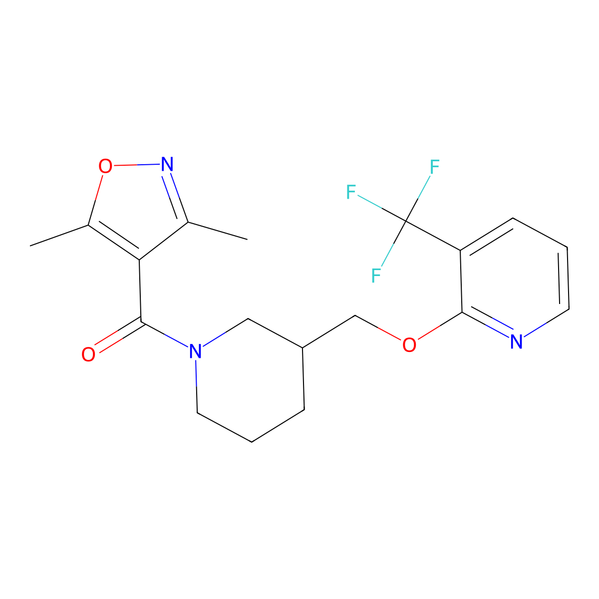 2-{[1-(3,5-Dimethyl-1,2-oxazole-4-carbonyl)piperidin-3-yl]methoxy}-3-(trifluoromethyl)pyridine molecular structure, CAS 2380067-63-8