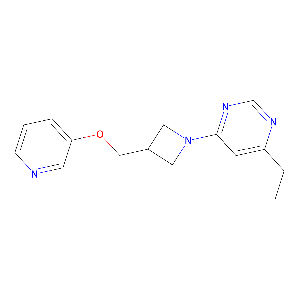 4-Ethyl-6-{3-[(pyridin-3-yloxy)methyl]azetidin-1-yl}pyrimidine molecular structure, CAS 2380067-66-1