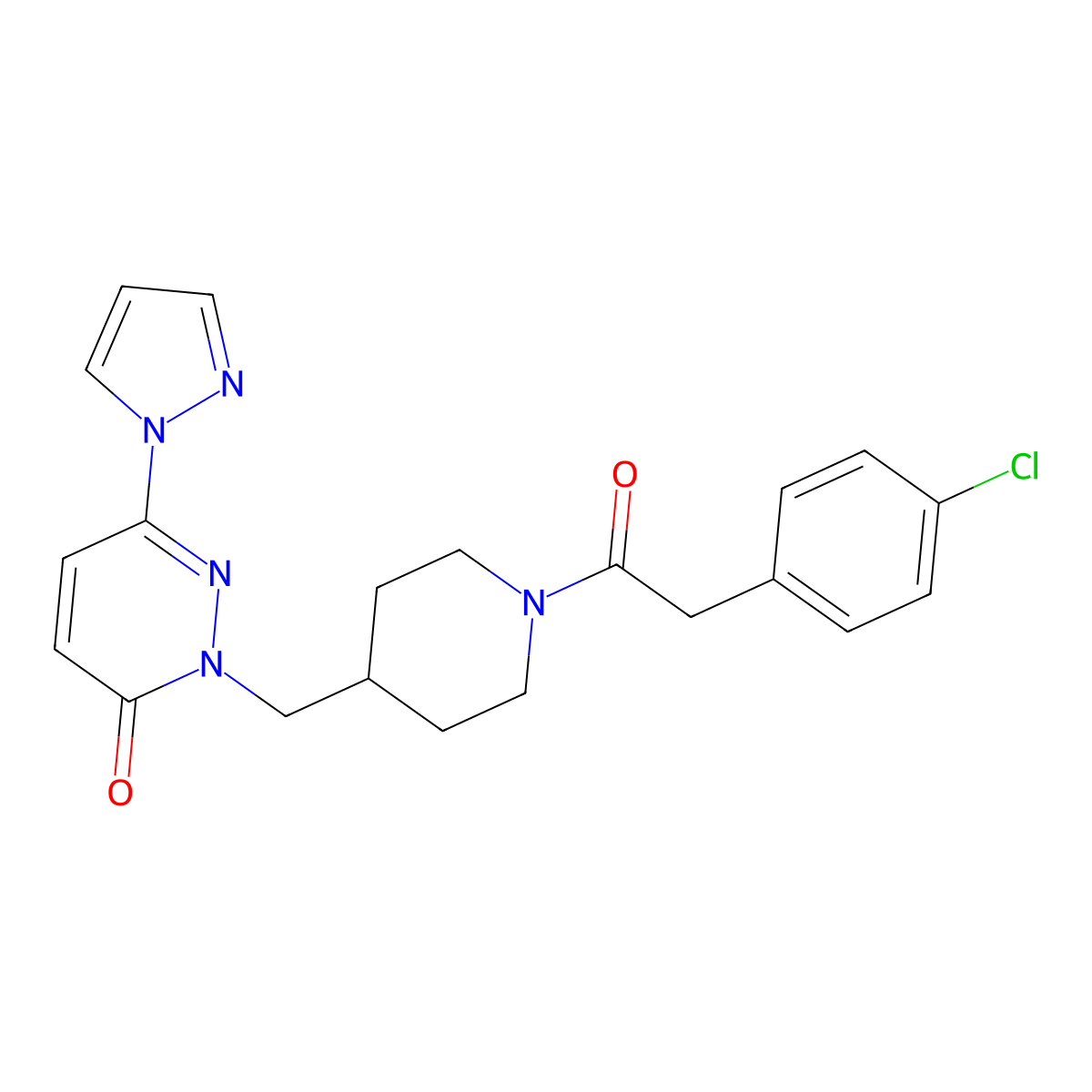 2-({1-[2-(4-chlorophenyl)acetyl]piperidin-4-yl}methyl)-6-(1H-pyrazol-1-yl)-2,3-dihydropyridazin-3-one molecular structure, CAS 2380067-67-2