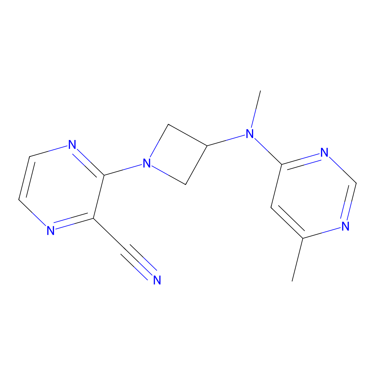 3-{3-[Methyl(6-methylpyrimidin-4-yl)amino]azetidin-1-yl}pyrazine-2-carbonitrile molecular structure, CAS 2380067-69-4