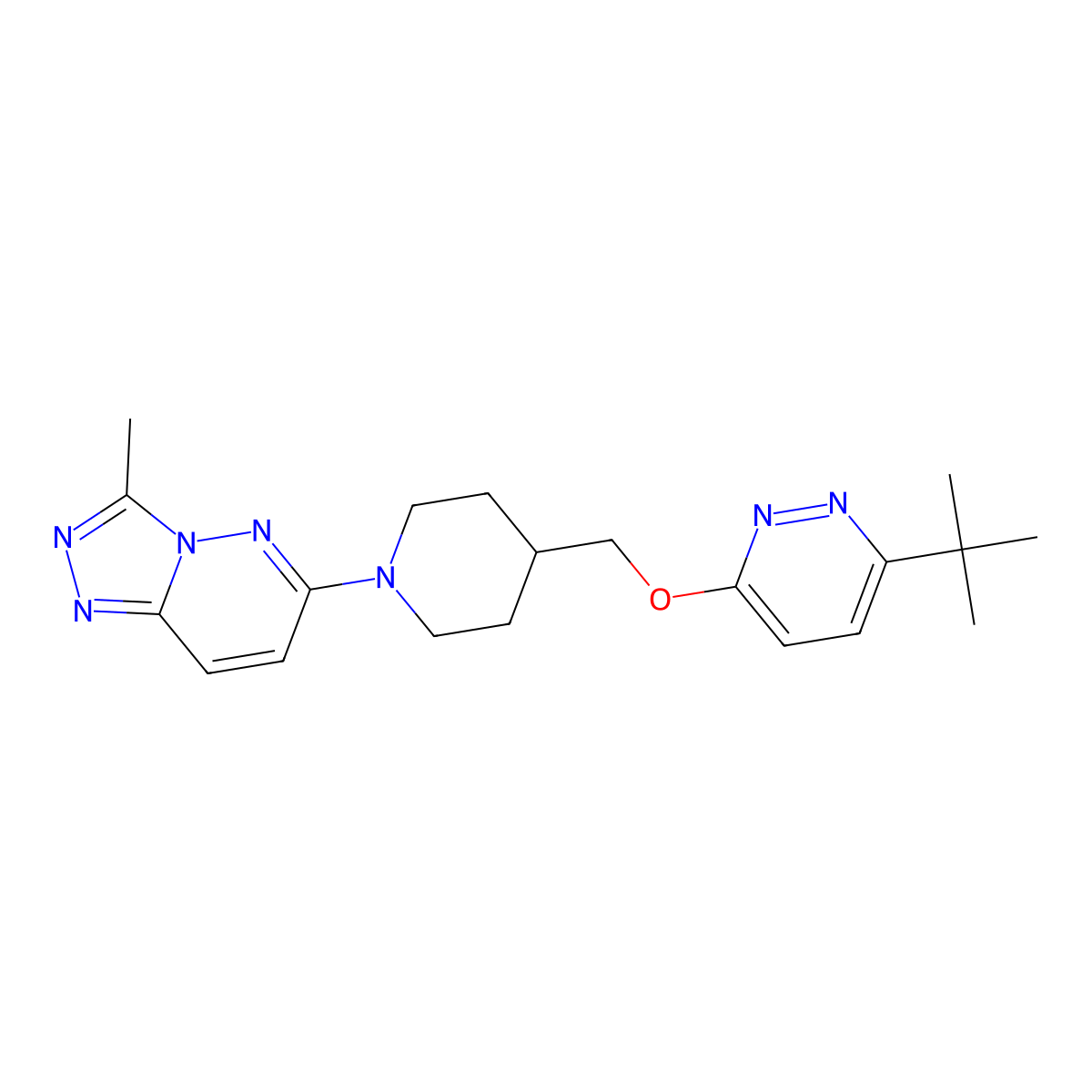 3-Tert-butyl-6-[(1-{3-methyl-[1,2,4]triazolo[4,3-b]pyridazin-6-yl}piperidin-4-yl)methoxy]pyridazine molecular structure, CAS 2380067-71-8