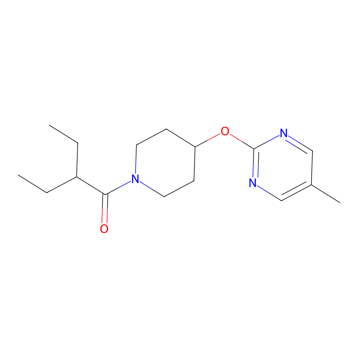2-Ethyl-1-{4-[(5-methylpyrimidin-2-yl)oxy]piperidin-1-yl}butan-1-one molecular structure, CAS 2380067-72-9