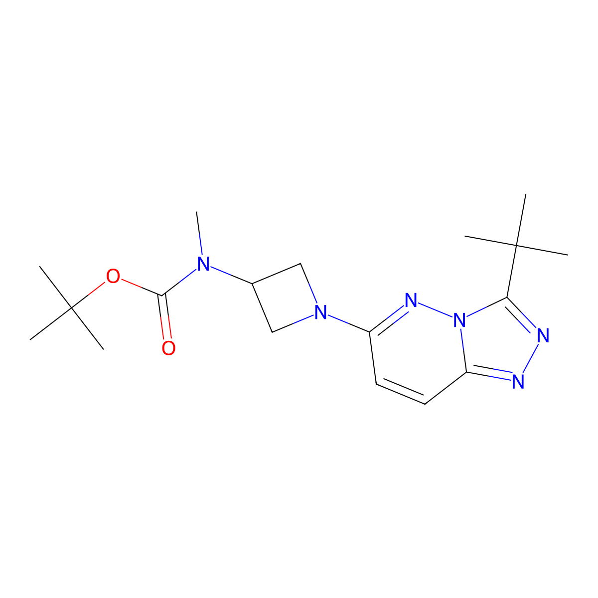 tert-butyl N-(1-{3-tert-butyl-[1,2,4]triazolo[4,3-b]pyridazin-6-yl}azetidin-3-yl)-N-methylcarbamate molecular structure, CAS 2380067-73-0