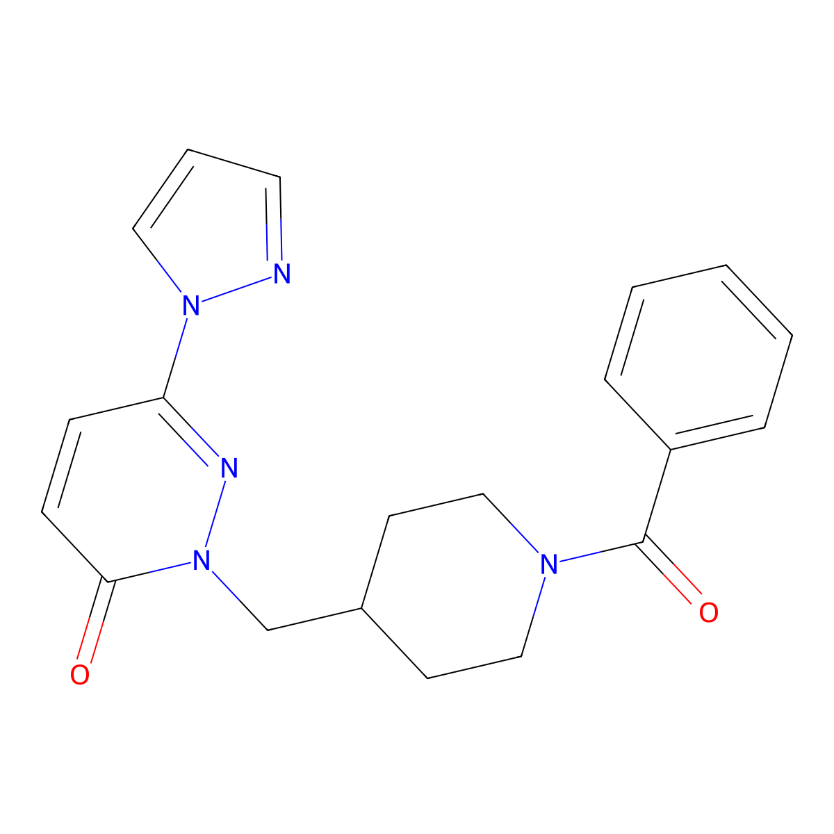 2-[(1-benzoylpiperidin-4-yl)methyl]-6-(1H-pyrazol-1-yl)-2,3-dihydropyridazin-3-one molecular structure, CAS 2380067-77-4