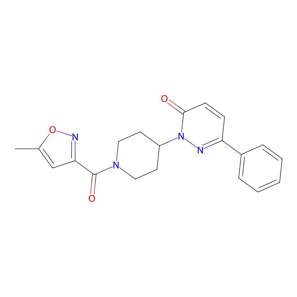 2-[1-(5-Methyl-1,2-oxazole-3-carbonyl)piperidin-4-yl]-6-phenyl-2,3-dihydropyridazin-3-one molecular structure, CAS 2380067-80-9