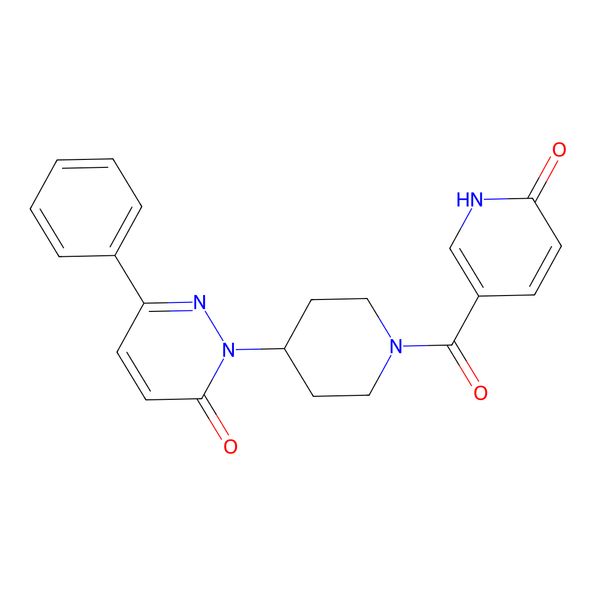 2-[1-(6-Oxo-1,6-dihydropyridine-3-carbonyl)piperidin-4-yl]-6-phenyl-2,3-dihydropyridazin-3-one molecular structure, CAS 2380067-84-3
