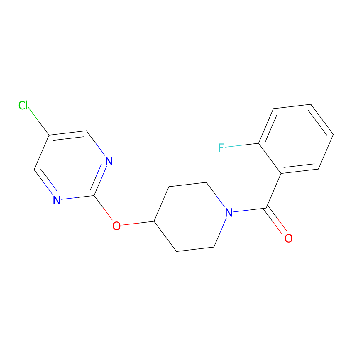 5-Chloro-2-{[1-(2-fluorobenzoyl)piperidin-4-yl]oxy}pyrimidine molecular structure, CAS 2380067-92-3
