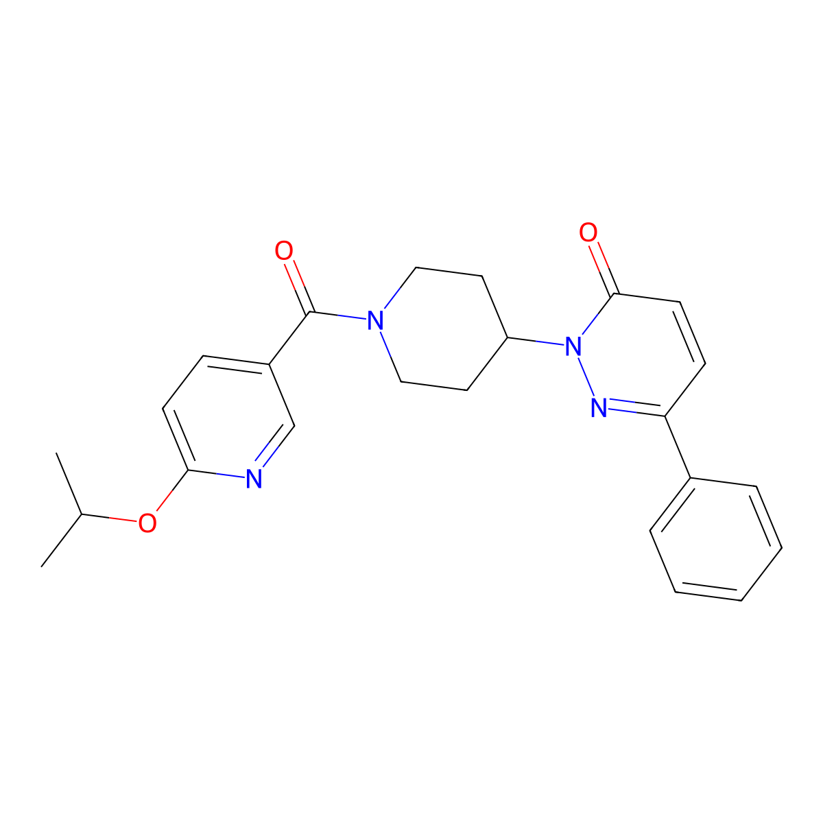 6-Phenyl-2-{1-[6-(propan-2-yloxy)pyridine-3-carbonyl]piperidin-4-yl}-2,3-dihydropyridazin-3-one molecular structure, CAS 2380067-93-4