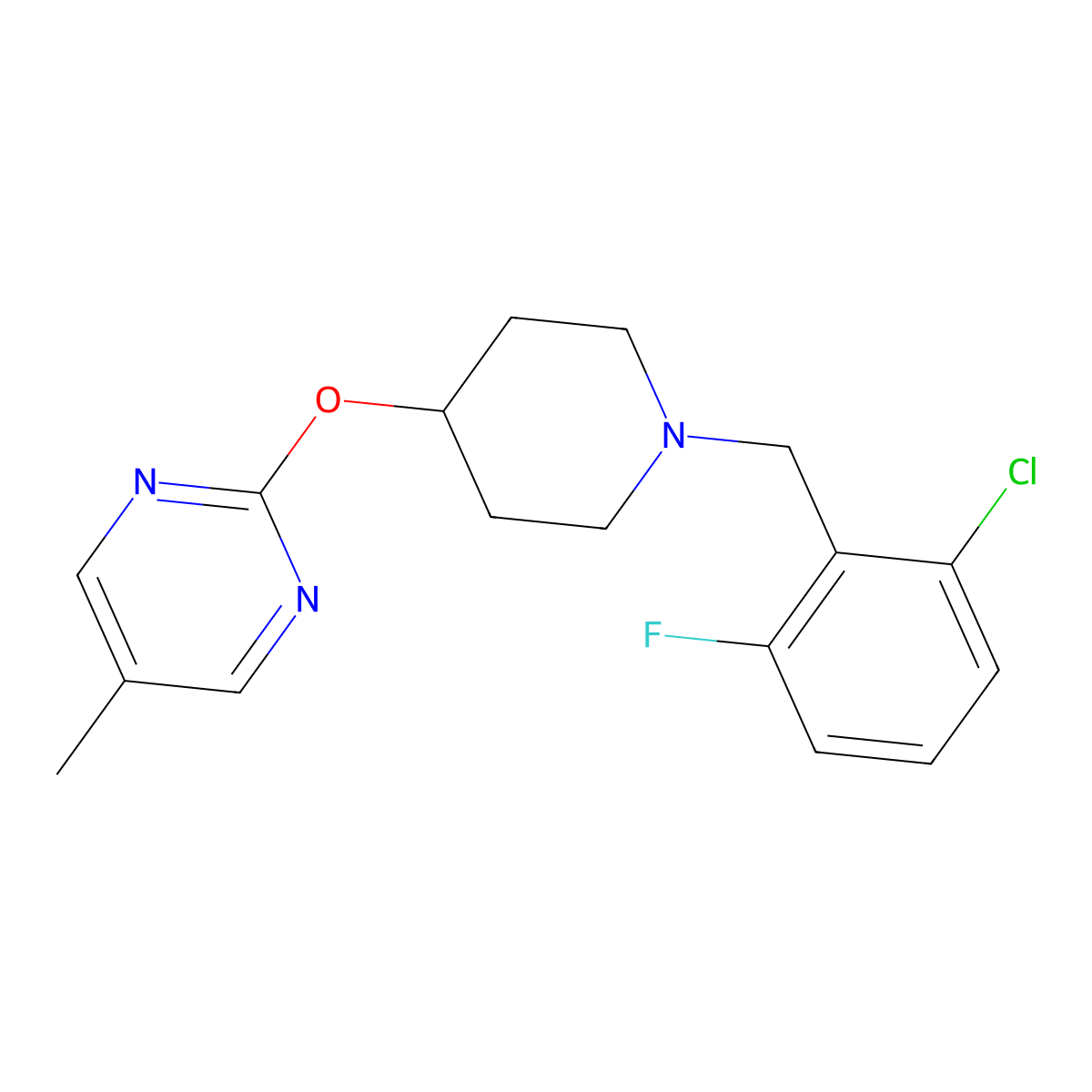 2-({1-[(2-Chloro-6-fluorophenyl)methyl]piperidin-4-yl}oxy)-5-methylpyrimidine molecular structure, CAS 2380067-94-5