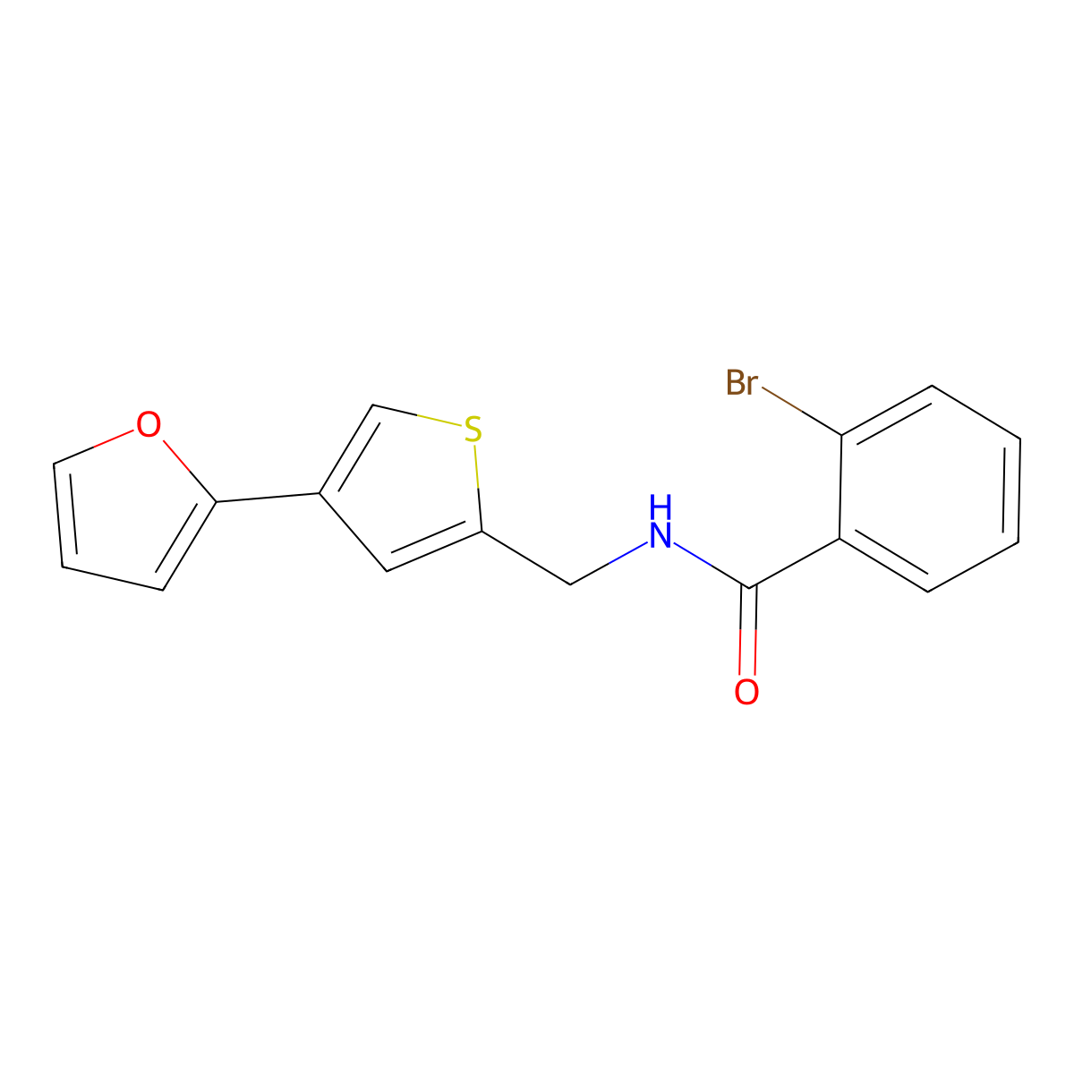 2-bromo-N-{[4-(furan-2-yl)thiophen-2-yl]methyl}benzamide molecular structure, CAS 2380067-98-9