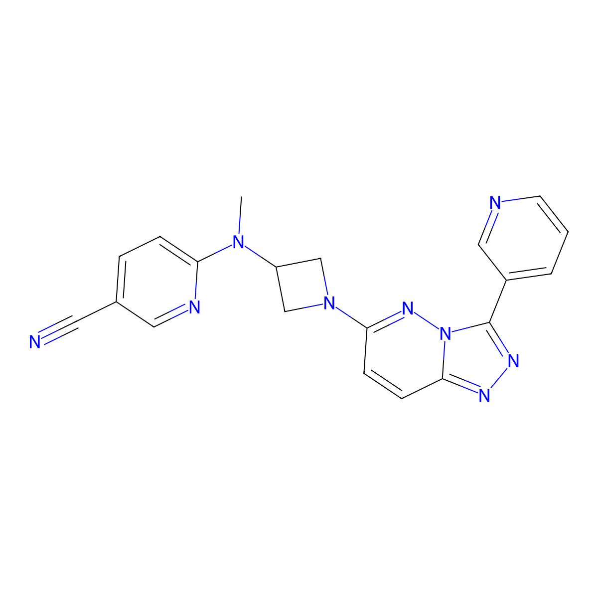 6-[Methyl({1-[3-(pyridin-3-yl)-[1,2,4]triazolo[4,3-b]pyridazin-6-yl]azetidin-3-yl})amino]pyridine-3-carbonitrile molecular structure, CAS 2380068-03-9