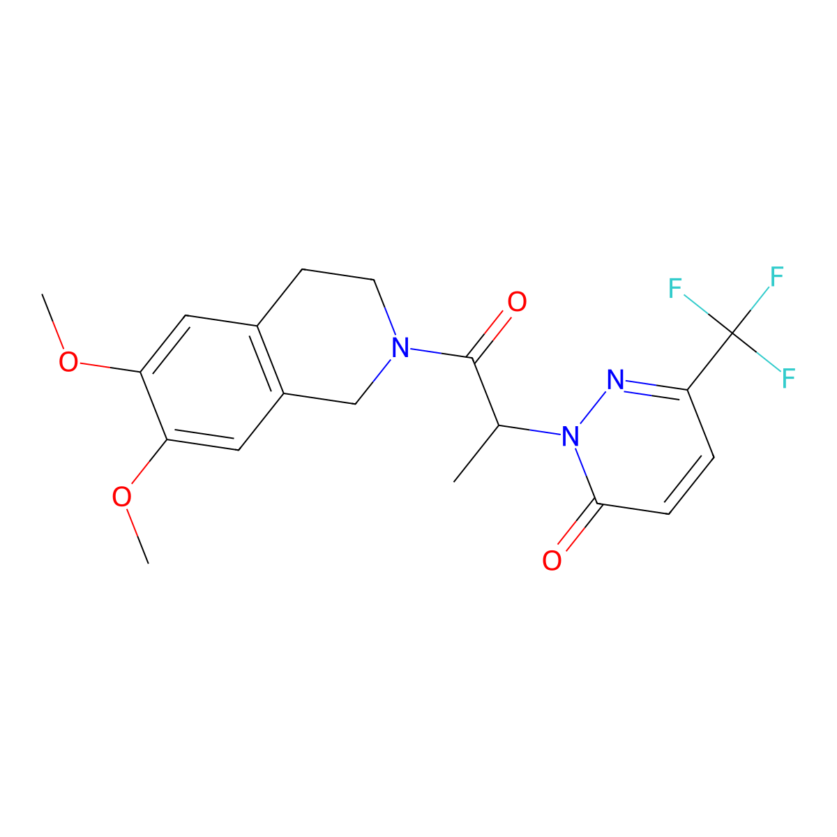 2-[1-(6,7-Dimethoxy-1,2,3,4-tetrahydroisoquinolin-2-yl)-1-oxopropan-2-yl]-6-(trifluoromethyl)-2,3-dihydropyridazin-3-one molecular structure, CAS 2380068-10-8