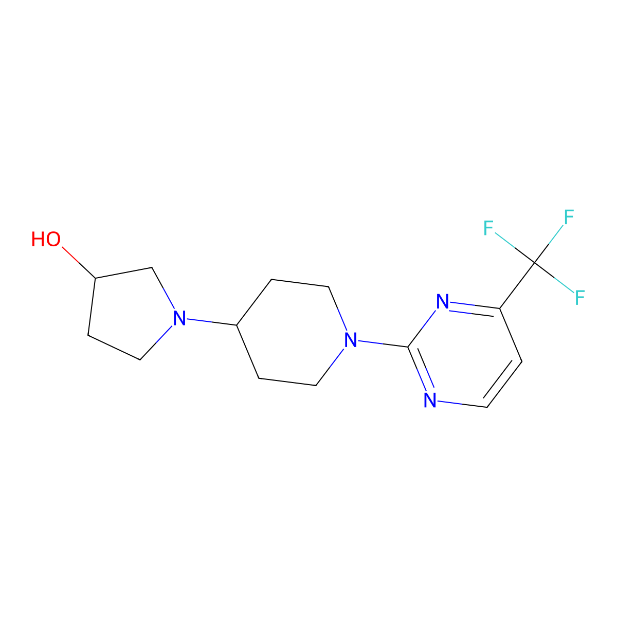 1-{1-[4-(Trifluoromethyl)pyrimidin-2-yl]piperidin-4-yl}pyrrolidin-3-ol molecular structure, CAS 2380068-11-9