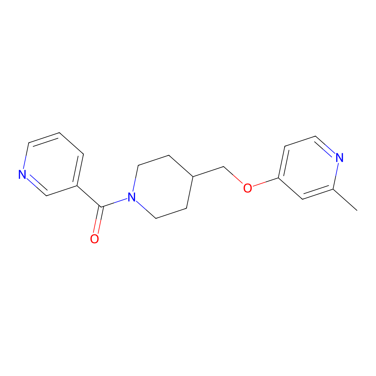 2-Methyl-4-{[1-(pyridine-3-carbonyl)piperidin-4-yl]methoxy}pyridine molecular structure, CAS 2380068-12-0