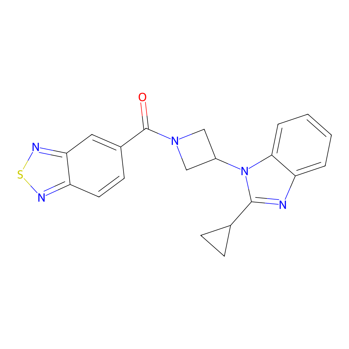 5-[3-(2-cyclopropyl-1H-1,3-benzodiazol-1-yl)azetidine-1-carbonyl]-2,1,3-benzothiadiazole molecular structure, CAS 2380068-13-1