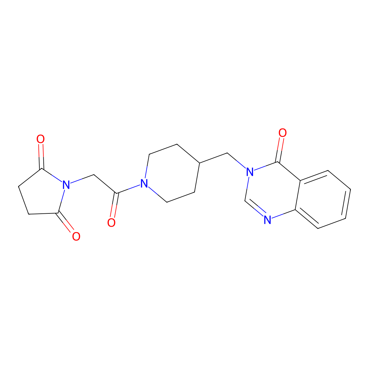 1-(2-Oxo-2-{4-[(4-oxo-3,4-dihydroquinazolin-3-yl)methyl]piperidin-1-yl}ethyl)pyrrolidine-2,5-dione molecular structure, CAS 2380068-17-5