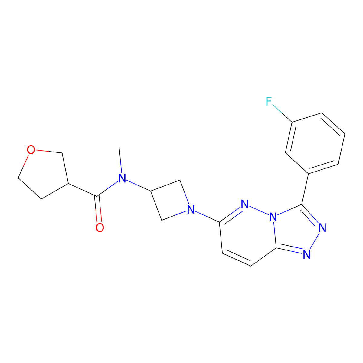 N-{1-[3-(3-fluorophenyl)-[1,2,4]triazolo[4,3-b]pyridazin-6-yl]azetidin-3-yl}-N-methyloxolane-3-carboxamide molecular structure, CAS 2380068-19-7