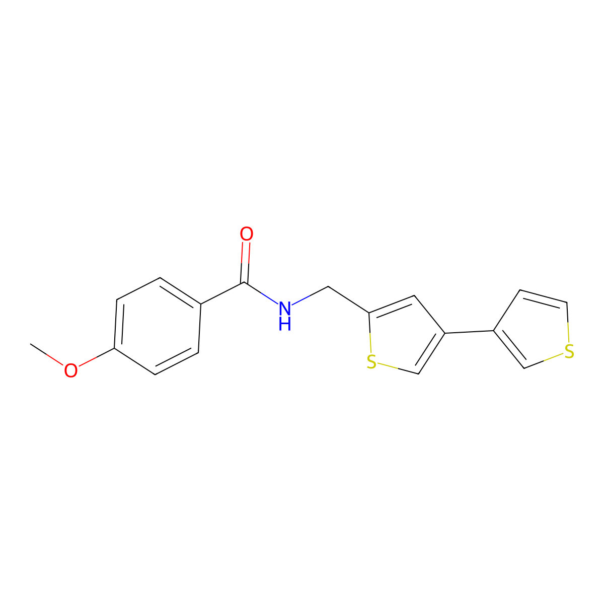 N-({[3,3'-bithiophene]-5-yl}methyl)-4-methoxybenzamide molecular structure, CAS 2380068-21-1