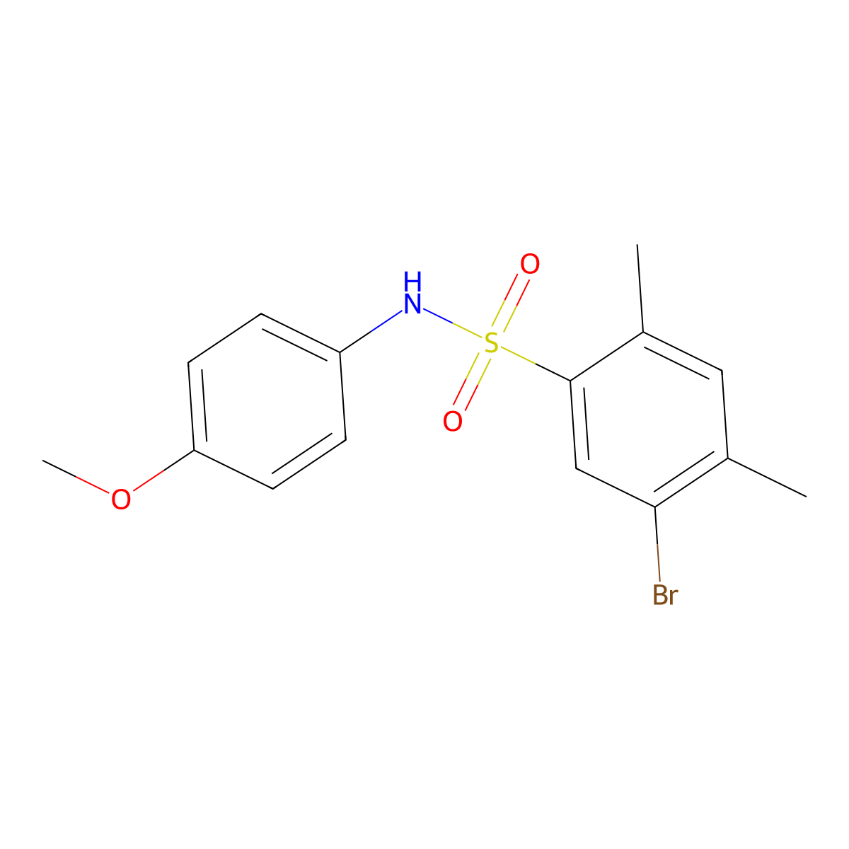 5-bromo-N-(4-methoxyphenyl)-2,4-dimethylbenzenesulfonamide molecular structure, CAS 2380068-22-2